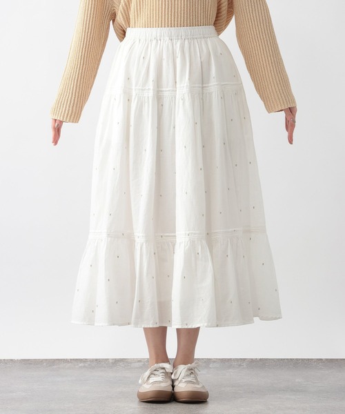 GLOBAL WORK（グローバルワーク）の「meets India/ティアード刺繍スカート/625306（スカート・レディース・ブラウン系/ホワイト系/ブラック系・SHORT/REGULAR）」の16枚目の写真