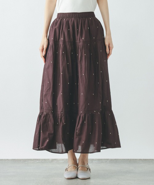 GLOBAL WORK（グローバルワーク）の「meets India/ティアード刺繍スカート/625306（スカート・レディース・ブラウン系/ホワイト系/ブラック系・SHORT/REGULAR）」の20枚目の写真