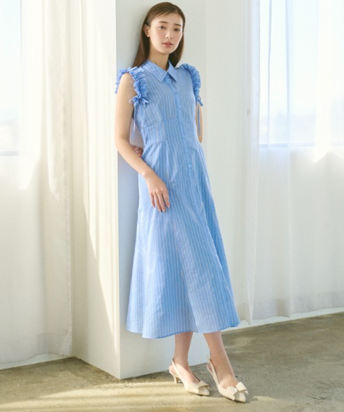 JILL by JILL STUART(ジルバイジルスチュアート)の「ショルダーフリルワンピース(ワンピース・レディース・ラベンダー/ブルー系その他/ネイビー・FREE)」の5枚目の写真