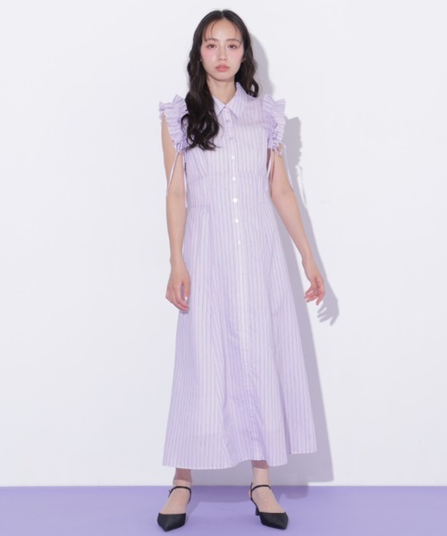 JILL by JILL STUART(ジルバイジルスチュアート)の「ショルダーフリルワンピース(ワンピース・レディース・ラベンダー/ブルー系その他/ネイビー・FREE)」の10枚目の写真
