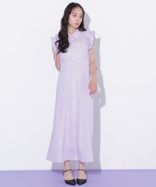 JILL by JILL STUART(ジルバイジルスチュアート)の「ショルダーフリルワンピース(ワンピース・レディース・ラベンダー/ブルー系その他/ネイビー・FREE)」の7枚目の写真