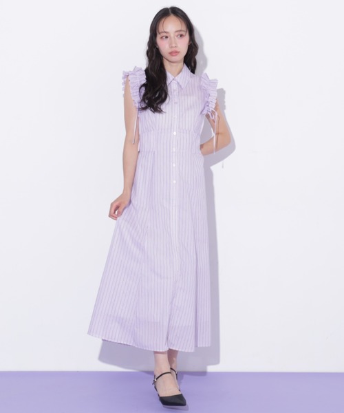 JILL by JILL STUART(ジルバイジルスチュアート)の「ショルダーフリルワンピース(ワンピース・レディース・ラベンダー/ブルー系その他/ネイビー・FREE)」の12枚目の写真