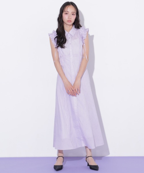 JILL by JILL STUART(ジルバイジルスチュアート)の「ショルダーフリルワンピース(ワンピース・レディース・ラベンダー/ブルー系その他/ネイビー・FREE)」の8枚目の写真