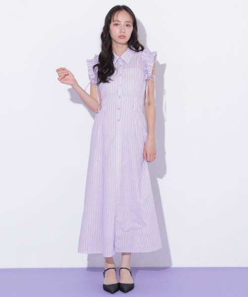 JILL by JILL STUART(ジルバイジルスチュアート)の「ショルダーフリルワンピース(ワンピース・レディース・ラベンダー/ブルー系その他/ネイビー・FREE)」の11枚目の写真
