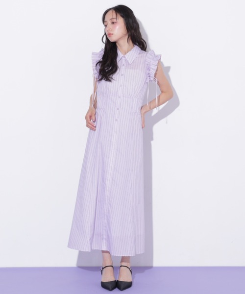 JILL by JILL STUART(ジルバイジルスチュアート)の「ショルダーフリルワンピース(ワンピース・レディース・ラベンダー/ブルー系その他/ネイビー・FREE)」の9枚目の写真