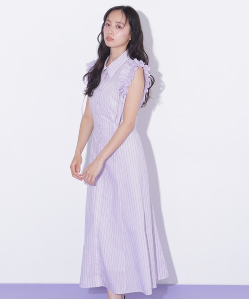 JILL by JILL STUART(ジルバイジルスチュアート)の「ショルダーフリルワンピース(ワンピース・レディース・ラベンダー/ブルー系その他/ネイビー・FREE)」の6枚目の写真