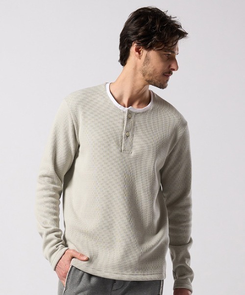 wjk(ダヴルジェイケイ)の「mlt5662- back boa thermal henley L-S ヘンリーネックカットソー(7145 lj88j)(Tシャツ/カットソー・メンズ・ホワイト/ライトグレー/ブラック・S/M/L/XL)」の11枚目の写真