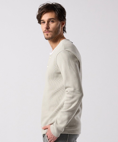 wjk(ダヴルジェイケイ)の「mlt5662- back boa thermal henley L-S ヘンリーネックカットソー(7145 lj88j)(Tシャツ/カットソー・メンズ・ホワイト/ライトグレー/ブラック・S/M/L/XL)」の12枚目の写真