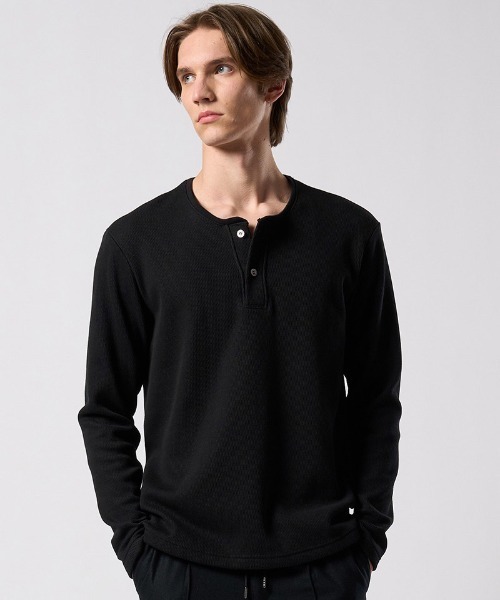 wjk(ダヴルジェイケイ)の「mlt5662- back boa thermal henley L-S ヘンリーネックカットソー(7145 lj88j)(Tシャツ/カットソー・メンズ・ホワイト/ライトグレー/ブラック・S/M/L/XL)」の16枚目の写真