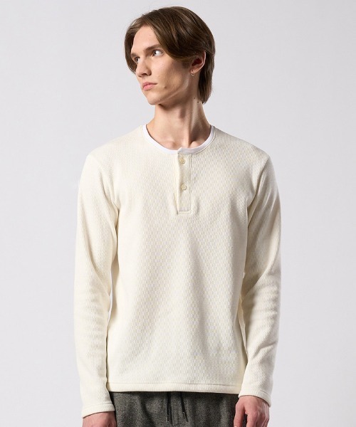 wjk(ダヴルジェイケイ)の「mlt5662- back boa thermal henley L-S ヘンリーネックカットソー(7145 lj88j)(Tシャツ/カットソー・メンズ・ホワイト/ライトグレー/ブラック・S/M/L/XL)」の22枚目の写真