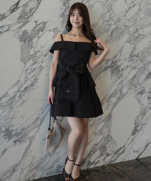 EIMY ISTOIRE(エイミーイストワール)の「LOUISE MINI DRESS(ワンピース・レディース・ブラック/キャメル・38/36)」の2枚目の写真