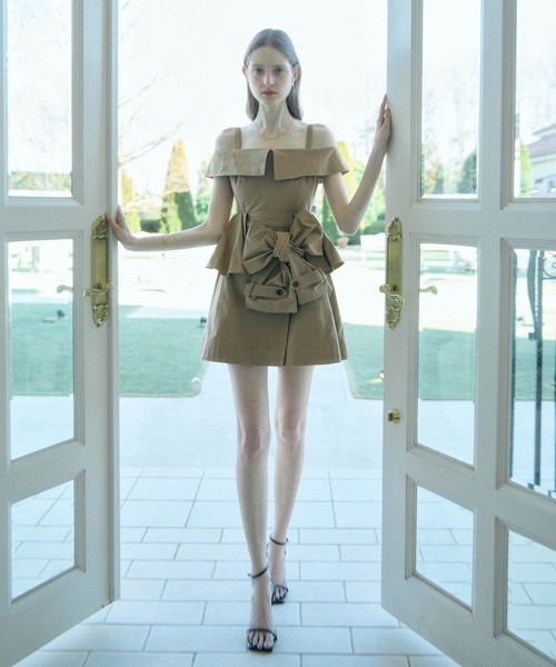 EIMY ISTOIRE(エイミーイストワール)の「LOUISE MINI DRESS(ワンピース・レディース・ブラック/キャメル・38/36)」の5枚目の写真