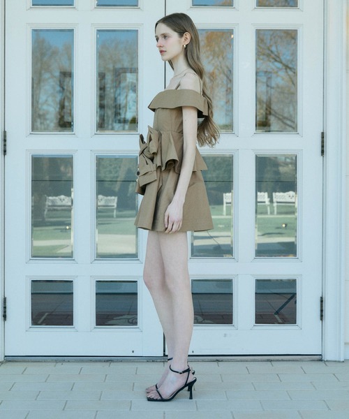 EIMY ISTOIRE(エイミーイストワール)の「LOUISE MINI DRESS(ワンピース・レディース・ブラック/キャメル・38/36)」の8枚目の写真