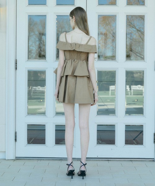 EIMY ISTOIRE(エイミーイストワール)の「LOUISE MINI DRESS(ワンピース・レディース・ブラック/キャメル・38/36)」の9枚目の写真