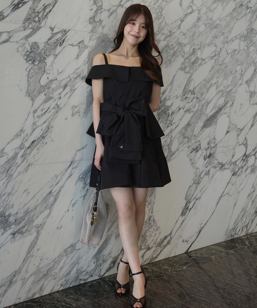 EIMY ISTOIRE(エイミーイストワール)の「LOUISE MINI DRESS(ワンピース・レディース・ブラック/キャメル・38/36)」の17枚目の写真