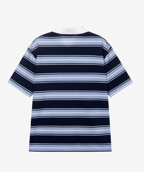 MINDBRIDGE(マインドブリッジ)の「マルチストライプセミオーバーフィットカラーTシャツ(ポロシャツ・メンズ・ネイビー・95/100/105/110)」の7枚目の写真