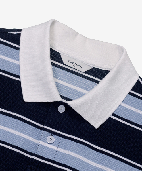MINDBRIDGE(マインドブリッジ)の「マルチストライプセミオーバーフィットカラーTシャツ(ポロシャツ・メンズ・ネイビー・95/100/105/110)」の8枚目の写真