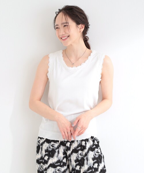 SHOO・LA・RUE(シューラルー)の「【前後2WAY/洗濯機可/S-LL】レースデザインタンクトップ(タンクトップ・レディース・ライトイエロー系/ホワイト/ブラウン系その他/ブラック・04/03/02/01)」の8枚目の写真