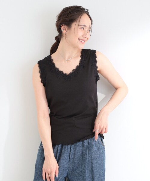SHOO・LA・RUE(シューラルー)の「【前後2WAY/洗濯機可/S-LL】レースデザインタンクトップ(タンクトップ・レディース・ライトイエロー系/ホワイト/ブラウン系その他/ブラック・04/03/02/01)」の12枚目の写真