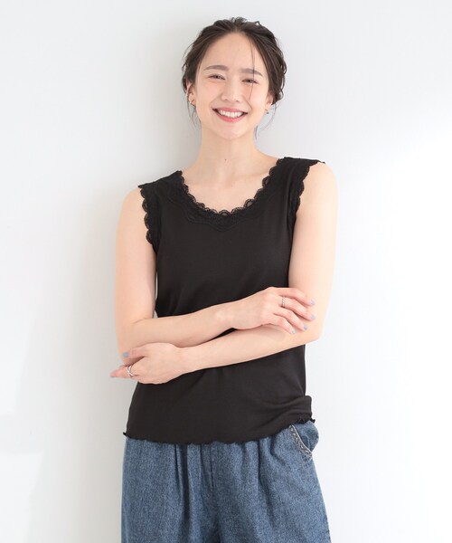 SHOO・LA・RUE(シューラルー)の「【前後2WAY/洗濯機可/S-LL】レースデザインタンクトップ(タンクトップ・レディース・ライトイエロー系/ホワイト/ブラウン系その他/ブラック・04/03/02/01)」の15枚目の写真