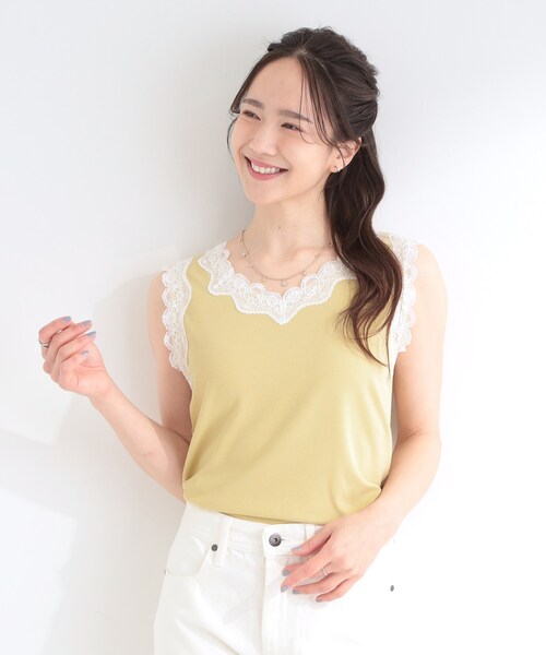 SHOO・LA・RUE(シューラルー)の「【前後2WAY/洗濯機可/S-LL】レースデザインタンクトップ(タンクトップ・レディース・ライトイエロー系/ホワイト/ブラウン系その他/ブラック・04/03/02/01)」の19枚目の写真