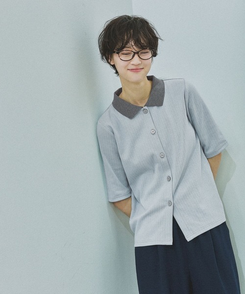 LAKOLE(ラコレ)の「配色襟付きカーディガン / 669291(カーディガン/ボレロ・レディース・ライトブルー/アイボリー/ネイビー・FREE)」の8枚目の写真