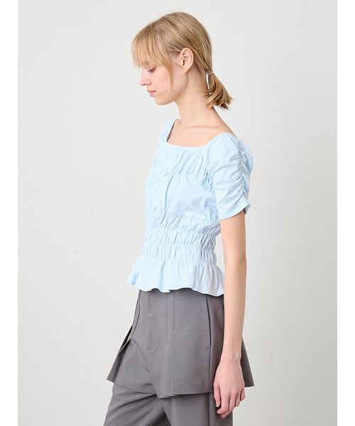 SORIN（ソリン　）の「Shirring Off Shoulder Top/シャーリング オフショルダートップ（Tシャツ/カットソー・レディース・ブラック/サックスブルー/ホワイト・38）」の6枚目の写真