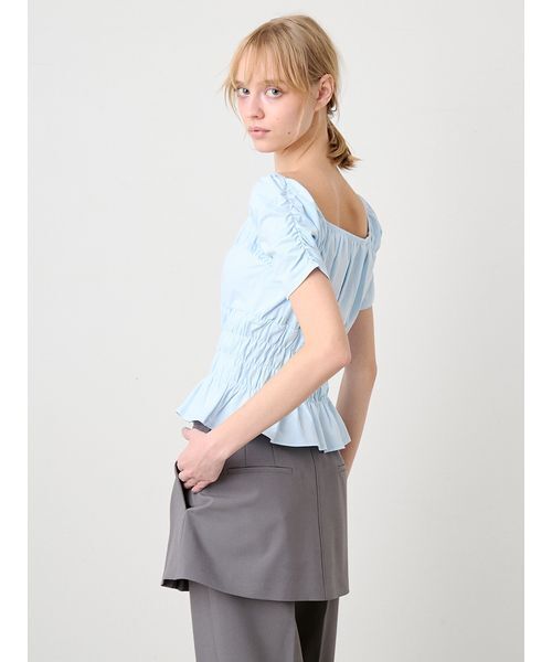 SORIN（ソリン　）の「Shirring Off Shoulder Top/シャーリング オフショルダートップ（Tシャツ/カットソー・レディース・ブラック/サックスブルー/ホワイト・38）」の7枚目の写真