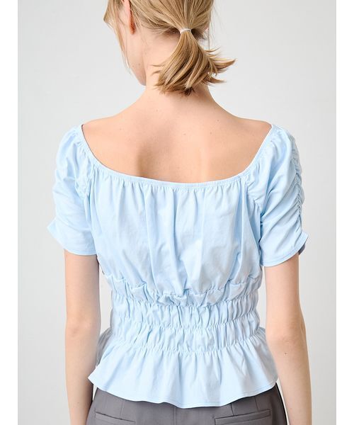 SORIN（ソリン　）の「Shirring Off Shoulder Top/シャーリング オフショルダートップ（Tシャツ/カットソー・レディース・ブラック/サックスブルー/ホワイト・38）」の9枚目の写真