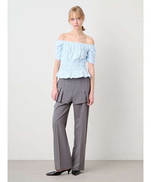 SORIN（ソリン　）の「Shirring Off Shoulder Top/シャーリング オフショルダートップ（Tシャツ/カットソー・レディース・ブラック/サックスブルー/ホワイト・38）」の13枚目の写真