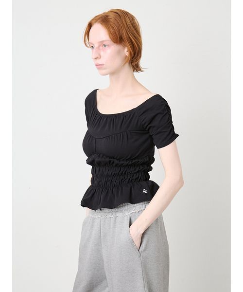 SORIN（ソリン　）の「Shirring Off Shoulder Top/シャーリング オフショルダートップ（Tシャツ/カットソー・レディース・ブラック/サックスブルー/ホワイト・38）」の17枚目の写真