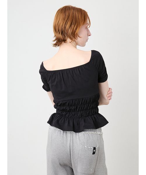 SORIN（ソリン　）の「Shirring Off Shoulder Top/シャーリング オフショルダートップ（Tシャツ/カットソー・レディース・ブラック/サックスブルー/ホワイト・38）」の18枚目の写真
