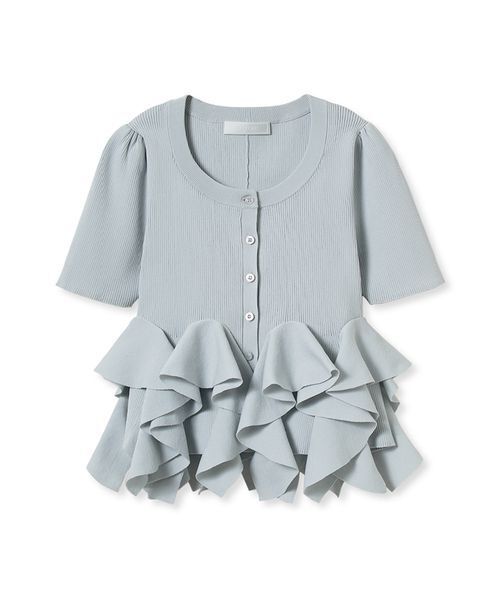 CELFORD(セルフォード)の「【WEB・一部店舗限定カラー】ラッフルフリルペプラムニットカーディガン(カーディガン/ボレロ・レディース・オフホワイト/ライトグレー/ライム/ネイビー・F)」の7枚目の写真