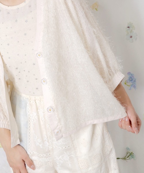 iS ScoLar(イズスカラー)の「562211:ひまわり刺繍 フェザーラメシフォンカーディガン(カーディガン/ボレロ・レディース・ピンク/ブラック/アイボリー・M)」の8枚目の写真