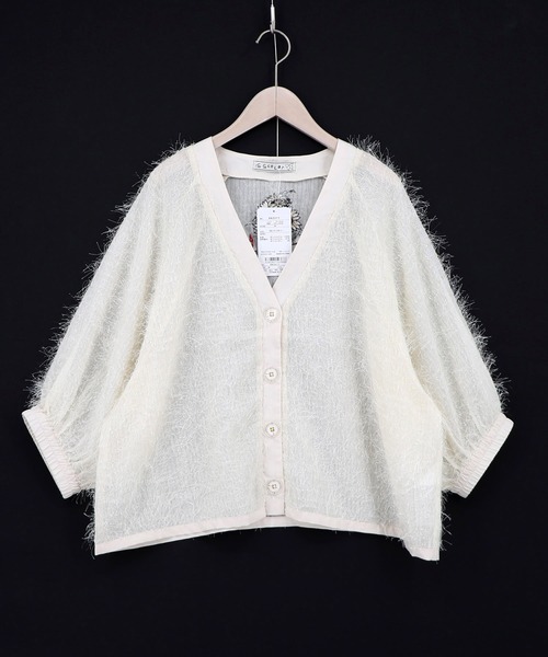 iS ScoLar(イズスカラー)の「562211:ひまわり刺繍 フェザーラメシフォンカーディガン(カーディガン/ボレロ・レディース・ピンク/ブラック/アイボリー・M)」の11枚目の写真