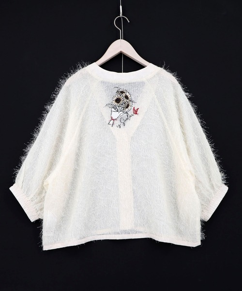iS ScoLar(イズスカラー)の「562211:ひまわり刺繍 フェザーラメシフォンカーディガン(カーディガン/ボレロ・レディース・ピンク/ブラック/アイボリー・M)」の12枚目の写真