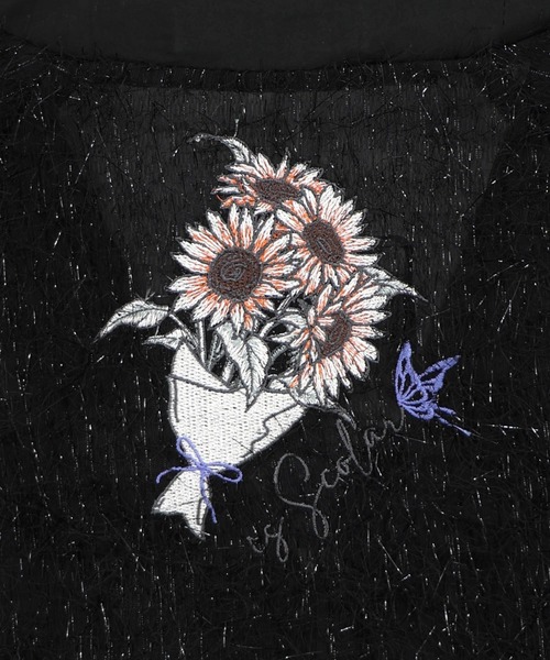 iS ScoLar(イズスカラー)の「562211:ひまわり刺繍 フェザーラメシフォンカーディガン(カーディガン/ボレロ・レディース・ピンク/ブラック/アイボリー・M)」の15枚目の写真