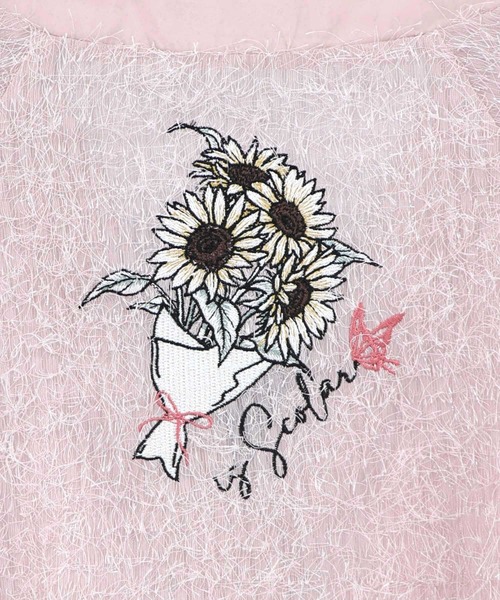 iS ScoLar(イズスカラー)の「562211:ひまわり刺繍 フェザーラメシフォンカーディガン(カーディガン/ボレロ・レディース・ピンク/ブラック/アイボリー・M)」の17枚目の写真