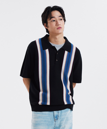UNIFORM BRIDGE（ユニフォームブリッジ）の「stripe polo s/s knit black（Tシャツ/カットソー）」