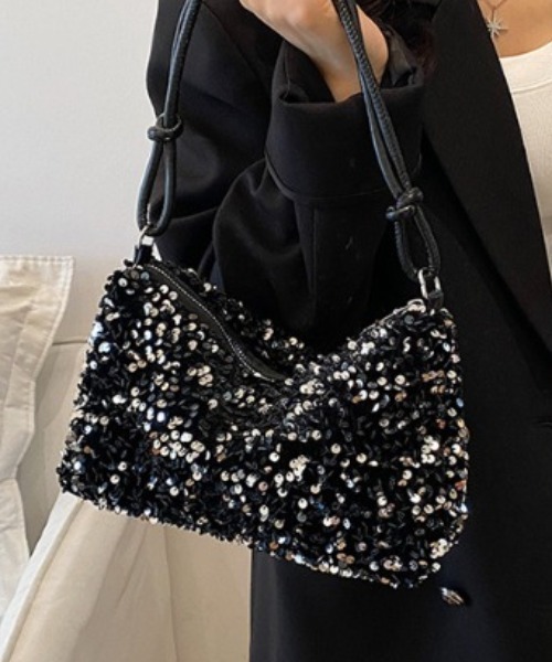 tolene(トレネ)の「スパンコール キラキラ ミニバッグ ショルダーバッグ(ショルダーバッグ・レディース・ブラック/シルバー・FREE)」の2枚目の写真