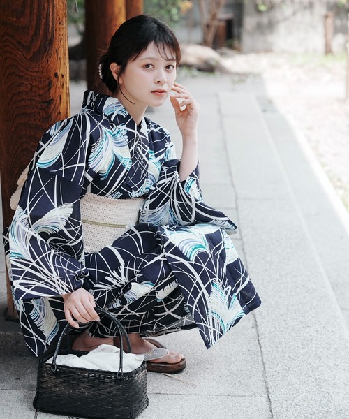 utatane(ウタタネ)の「2026新作 選べる浴衣3点セット utataneオリジナル(浴衣・レディース・ホワイト系1/ネイビー系3/ネイビー系4/ブラック系5/ブラック系1/ネイビー系1/ブラック系3/グリーン系2/グリーン系1/ネイビー系2/ブラック系4/レッド系2/ホワイト系2/ブラック系2・FREE)」の11枚目の写真