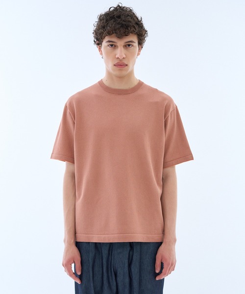 ESTNATION(エストネーション)の「ESTNATION / 和紙ニット Tシャツ(Tシャツ/カットソー・メンズ・ライトグレー/コーラル/ダークブラウン・MEDIUM/LARGE)」の1枚目の写真