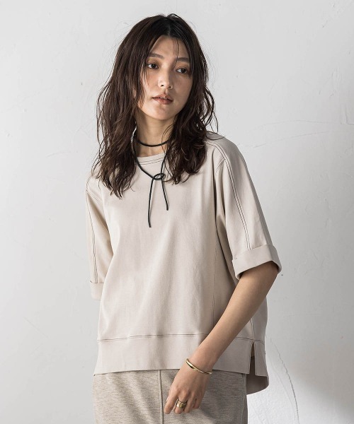 MAYSON GREY(メイソングレイ)の「トリケア配色ステッチプルオーバー(Tシャツ/カットソー・レディース・ブラック/ベージュ/ホワイト・M)」の3枚目の写真