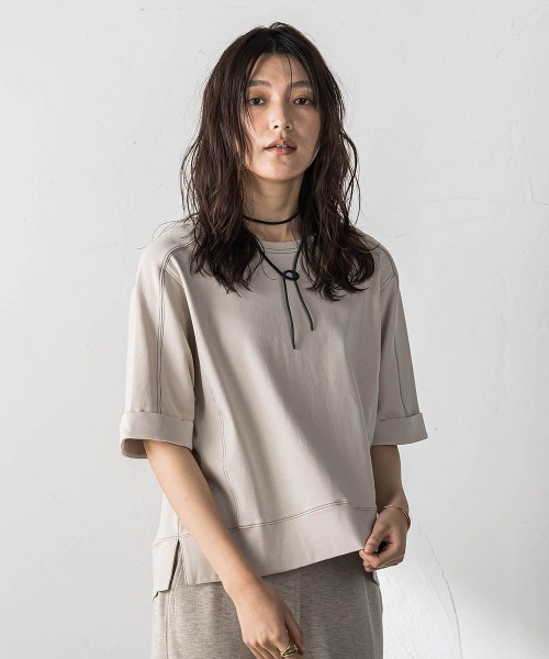 MAYSON GREY(メイソングレイ)の「トリケア配色ステッチプルオーバー(Tシャツ/カットソー・レディース・ブラック/ベージュ/ホワイト・M)」の4枚目の写真