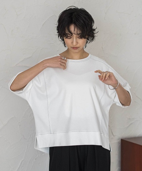 MAYSON GREY(メイソングレイ)の「トリケア配色ステッチプルオーバー(Tシャツ/カットソー・レディース・ブラック/ベージュ/ホワイト・M)」の12枚目の写真