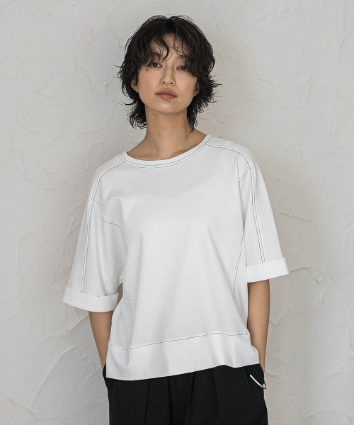 MAYSON GREY(メイソングレイ)の「トリケア配色ステッチプルオーバー(Tシャツ/カットソー・レディース・ブラック/ベージュ/ホワイト・M)」の14枚目の写真