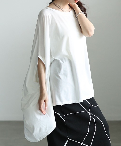 Sawa a la mode(サワアラモード)の「アシンメトリーチュニックカットソー(Tシャツ/カットソー・レディース・グレー/ホワイト/ブラック・FREE)」の1枚目の写真
