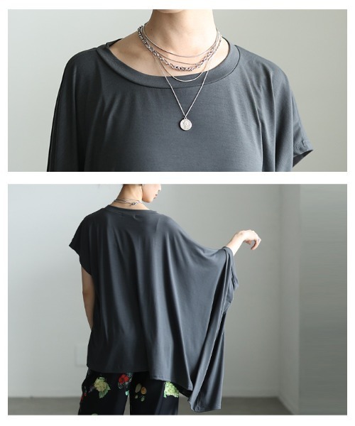 Sawa a la mode(サワアラモード)の「アシンメトリーチュニックカットソー(Tシャツ/カットソー・レディース・グレー/ホワイト/ブラック・FREE)」の7枚目の写真