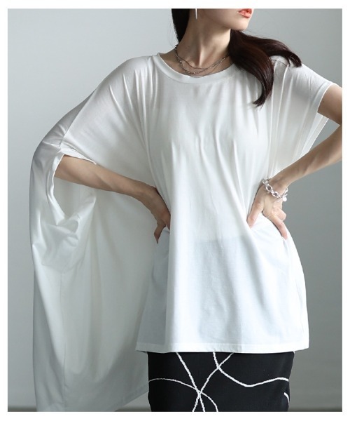 Sawa a la mode(サワアラモード)の「アシンメトリーチュニックカットソー(Tシャツ/カットソー・レディース・グレー/ホワイト/ブラック・FREE)」の17枚目の写真