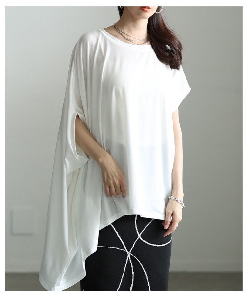 Sawa a la mode(サワアラモード)の「アシンメトリーチュニックカットソー(Tシャツ/カットソー・レディース・グレー/ホワイト/ブラック・FREE)」の18枚目の写真